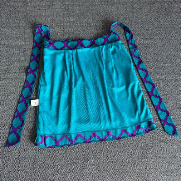 Purple & Teal Geometric Print Mini Skirt Tie Waist - Picture 7 of 15